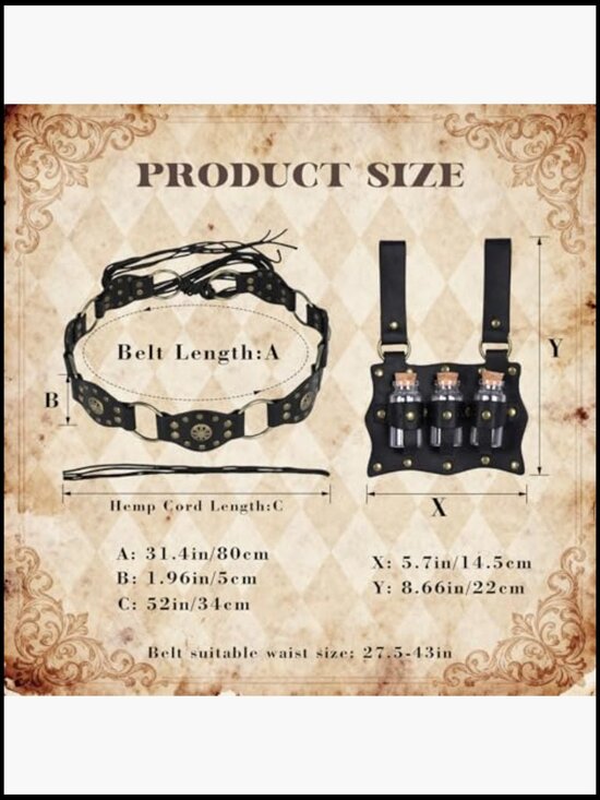 Medieval Renaissance Belt Set with Potion Bottle, LARP Cosplay Accessories, main image 4